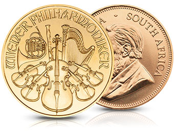 Buy Gold Coins - Philharmoniker, Maple Leaf, Krugerrand